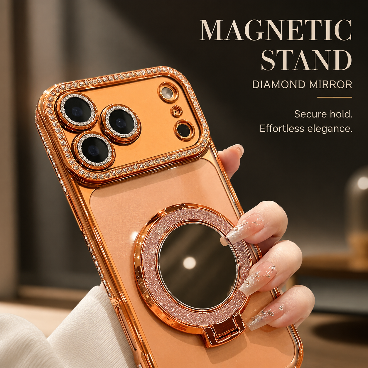 Premium iPhone Case MagSafe Compatible Glitter Mirror Cover Transparent TPU Magnetic Shockproof Protective Anti Fingerprint Anti Scratch Slim Design