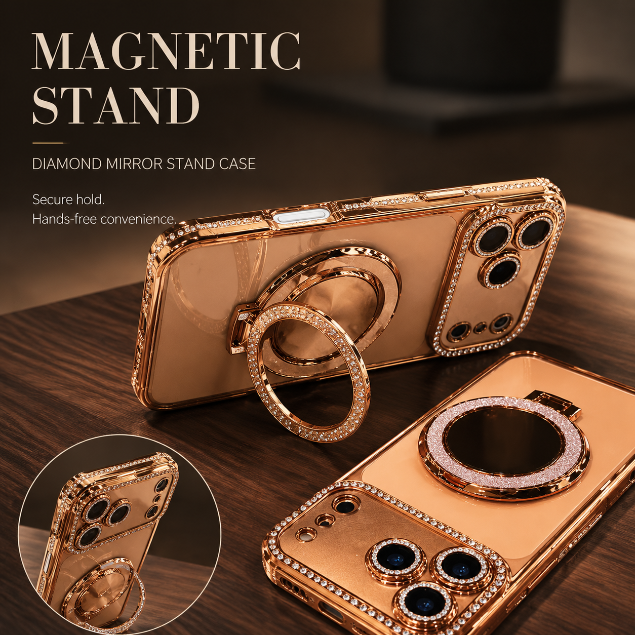 Premium iPhone Case MagSafe Compatible Glitter Mirror Cover Transparent TPU Magnetic Shockproof Protective Anti Fingerprint Anti Scratch Slim Design