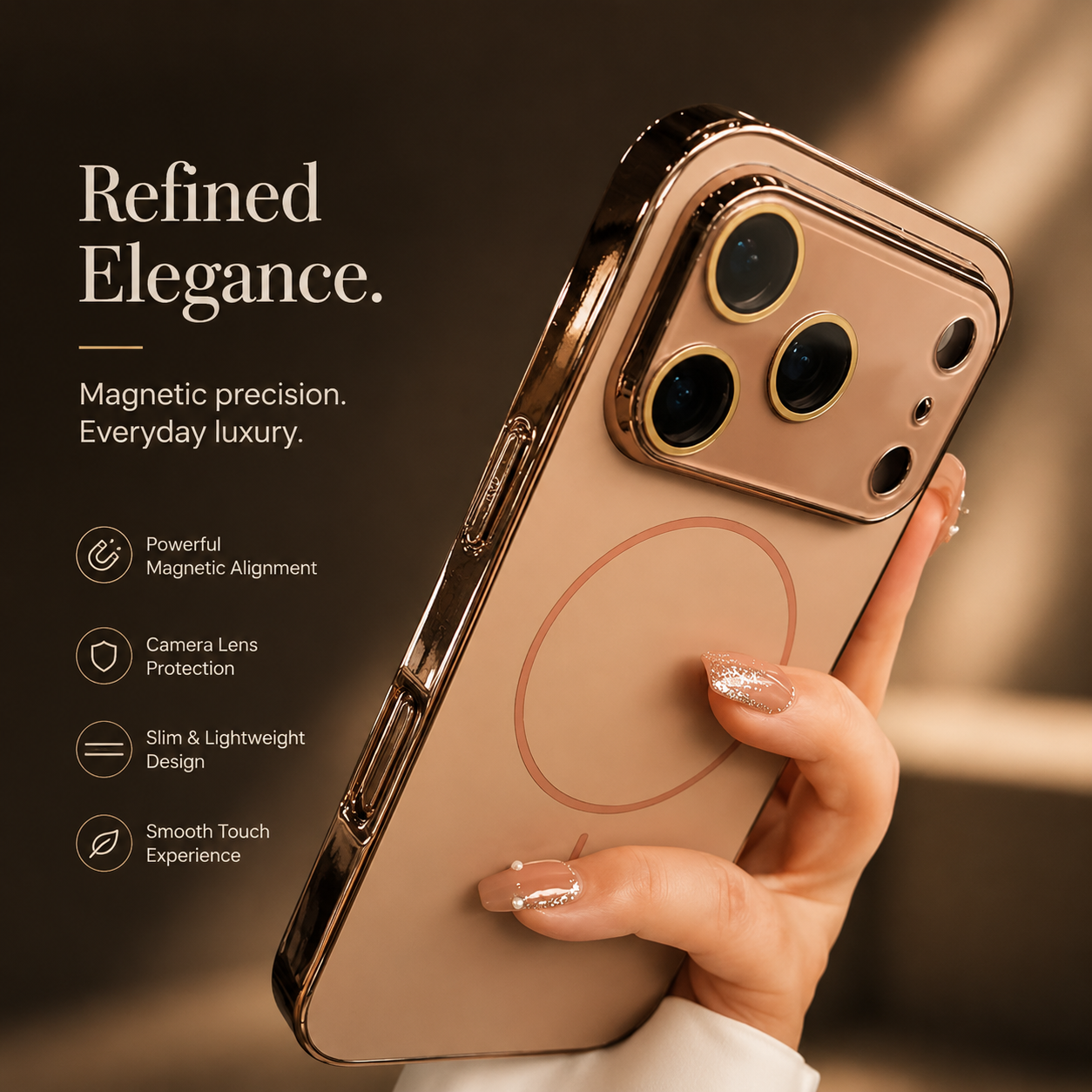 Premium iPhone Case MagSafe Compatible Hard PC Cover Shockproof Tempered Glass Camera Protection Anti Fingerprint Slim Full Coverage Design