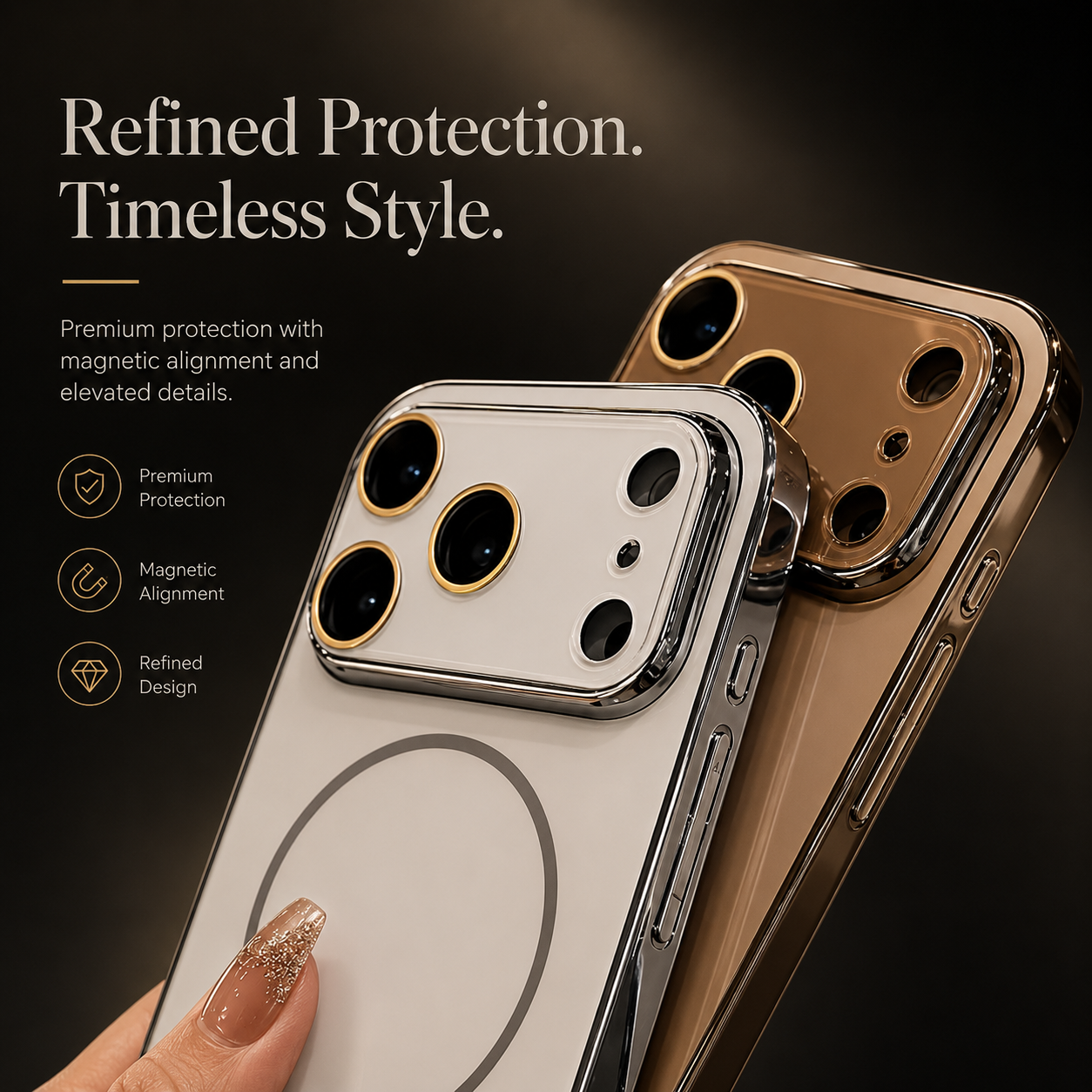 Premium iPhone Case MagSafe Compatible Hard PC Cover Shockproof Tempered Glass Camera Protection Anti Fingerprint Slim Full Coverage Design