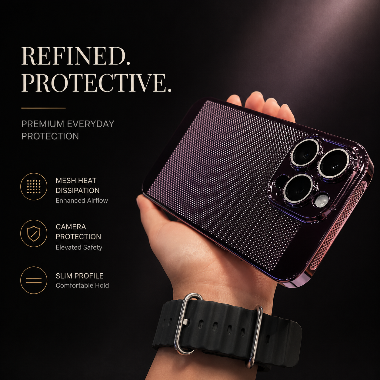 Premium iPhone Case MagSafe Compatible Honeycomb Texture Magnetic Cover Heat Dissipation Shockproof Protective Camera Lens Guard Slim Design