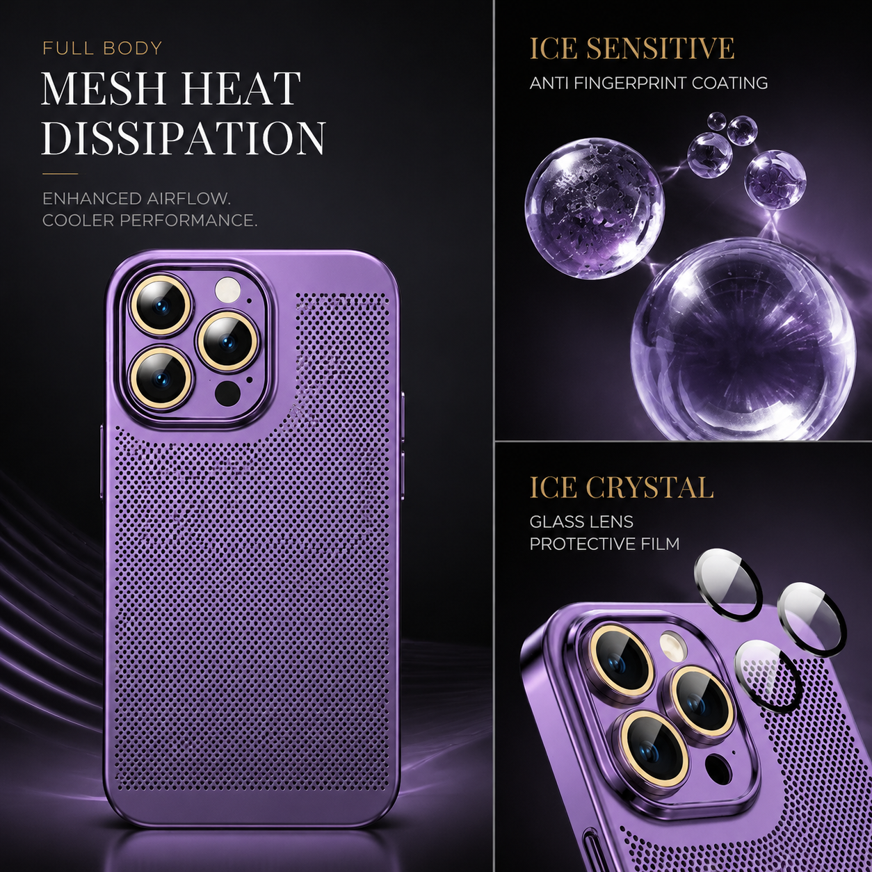Premium iPhone Case MagSafe Compatible Honeycomb Texture Magnetic Cover Heat Dissipation Shockproof Protective Camera Lens Guard Slim Design