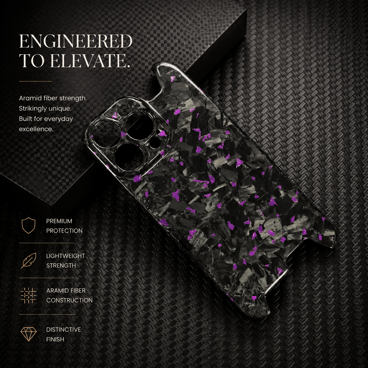 Premium iPhone Case MagSafe Compatible Kevlar Carbon Fiber Cover Magnetic Stand Hard PC Shell Camera Guard Anti Fingerprint Slim Design