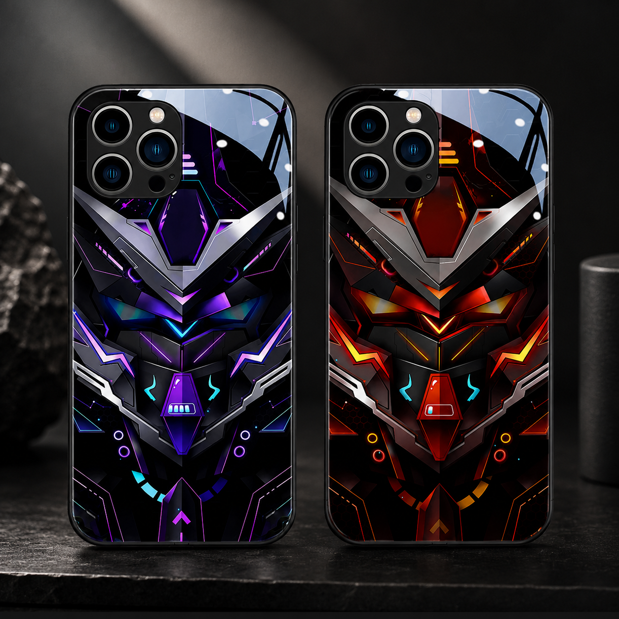Premium iPhone Case MagSafe Compatible LED Notification Cover Mecha Design Magnetic Shockproof Protective Camera Lens Guard Slim Full Coverage