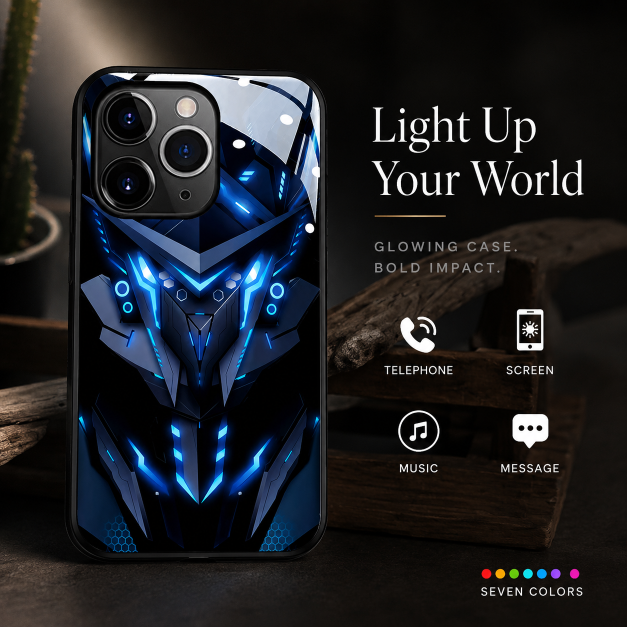 Premium iPhone Case MagSafe Compatible LED Notification Cover Mecha Design Magnetic Shockproof Protective Camera Lens Guard Slim Full Coverage