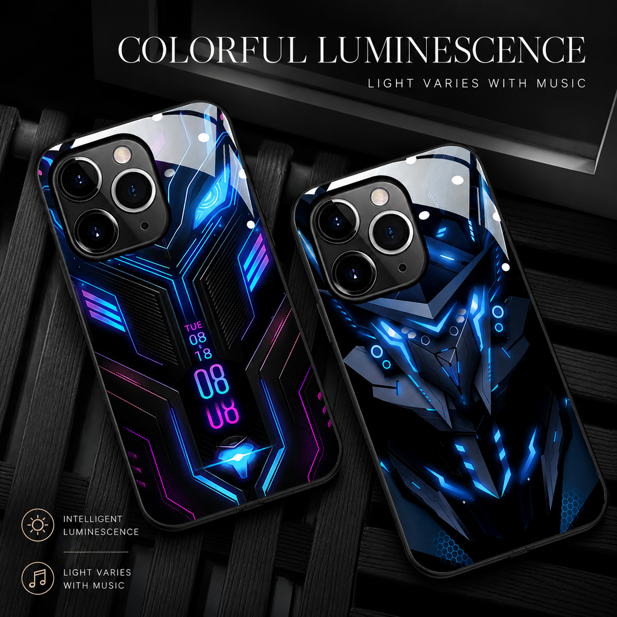 Premium iPhone Case MagSafe Compatible LED Notification Cover Mecha Design Magnetic Shockproof Protective Camera Lens Guard Slim Full Coverage