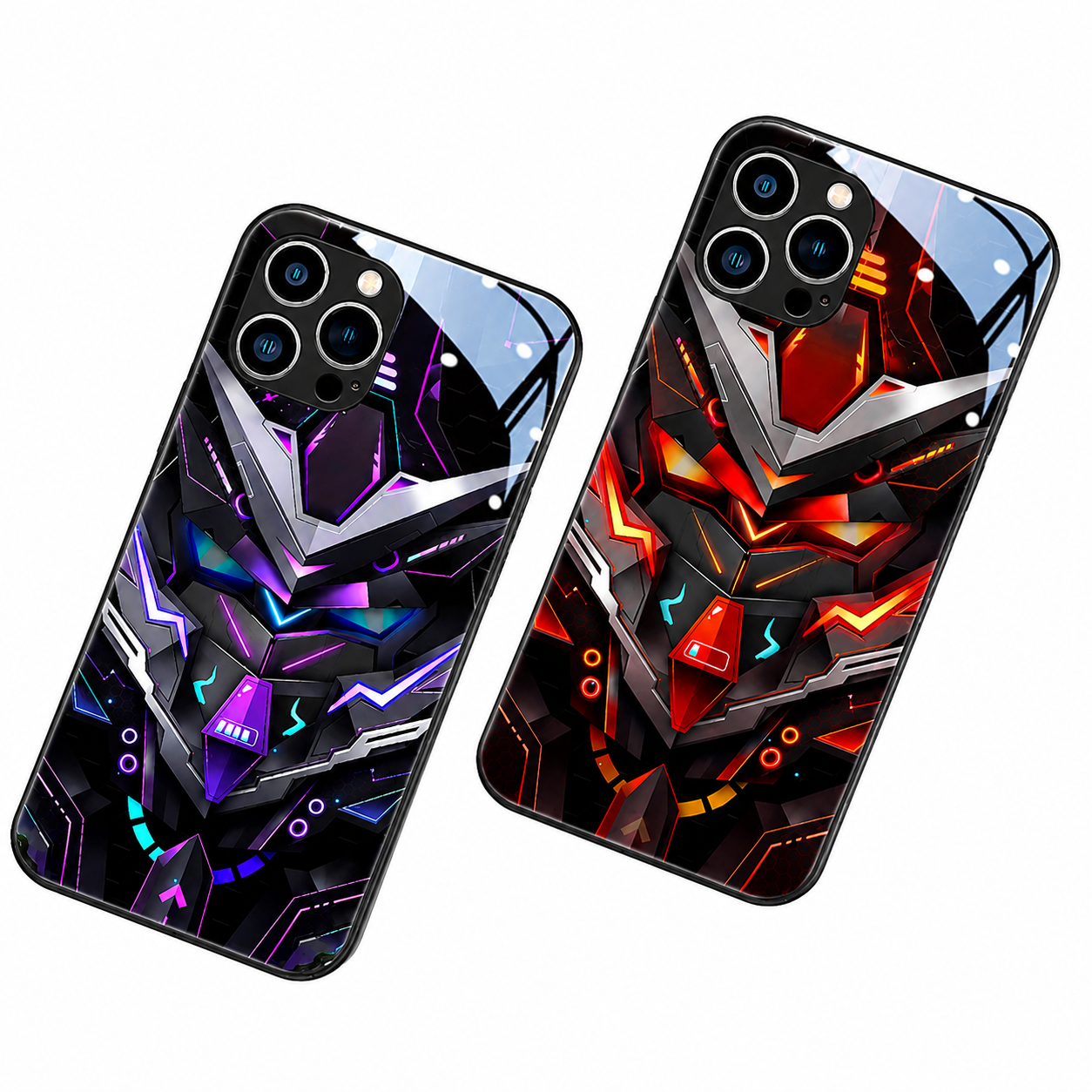 Premium iPhone Case MagSafe Compatible LED Notification Cover Mecha Design Magnetic Shockproof Protective Camera Lens Guard Slim Full Coverage
