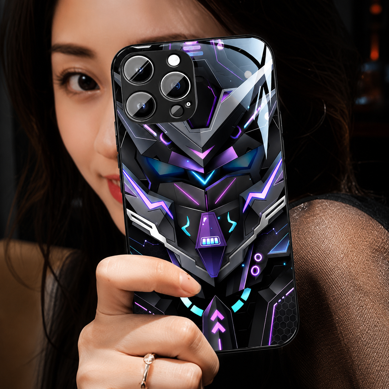 Premium iPhone Case MagSafe Compatible LED Notification Cover Mecha Design Magnetic Shockproof Protective Camera Lens Guard Slim Full Coverage