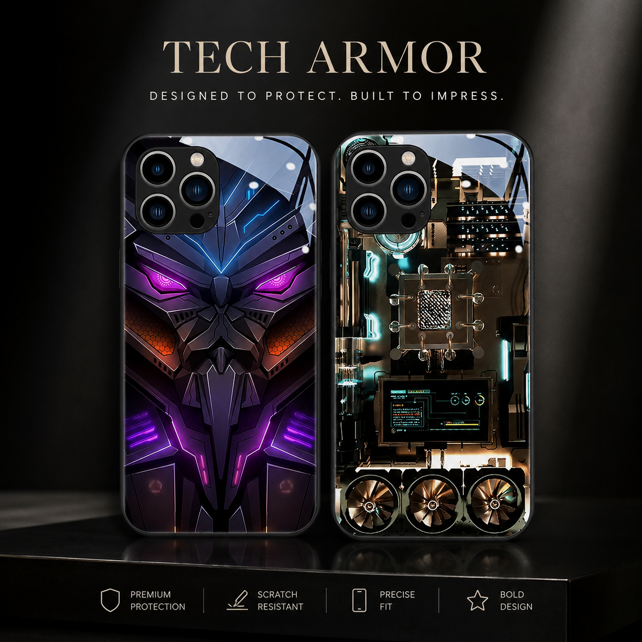 Premium iPhone Case MagSafe Compatible LED Notification Cover Mecha Design Magnetic Shockproof Protective Camera Lens Guard Slim Full Coverage