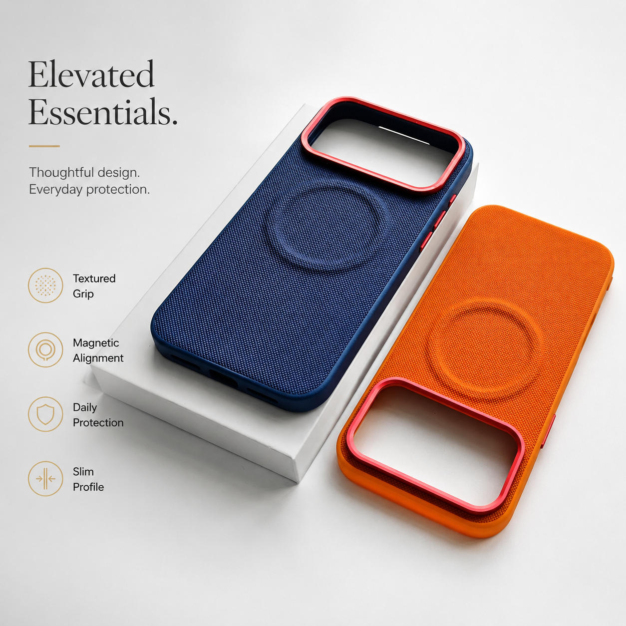 Premium iPhone Case MagSafe Compatible Leather Cover Shockproof PC TPU Hybrid Diamond Texture Camera Protection Non Slip Slim Full Coverage Design