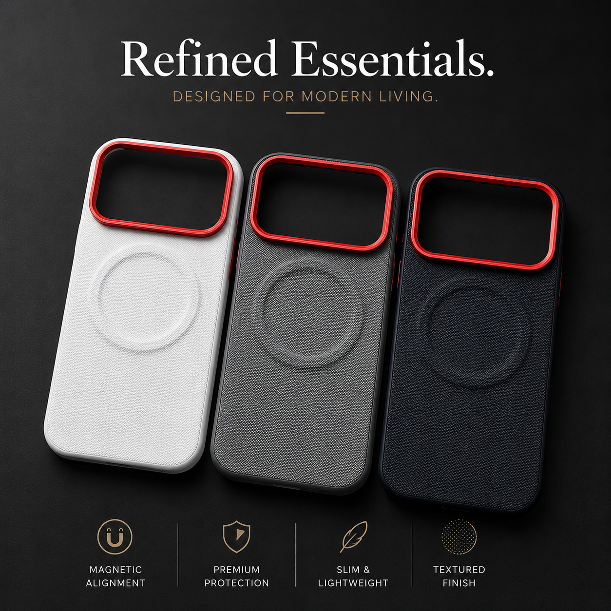 Premium iPhone Case MagSafe Compatible Leather Cover Shockproof PC TPU Hybrid Diamond Texture Camera Protection Non Slip Slim Full Coverage Design