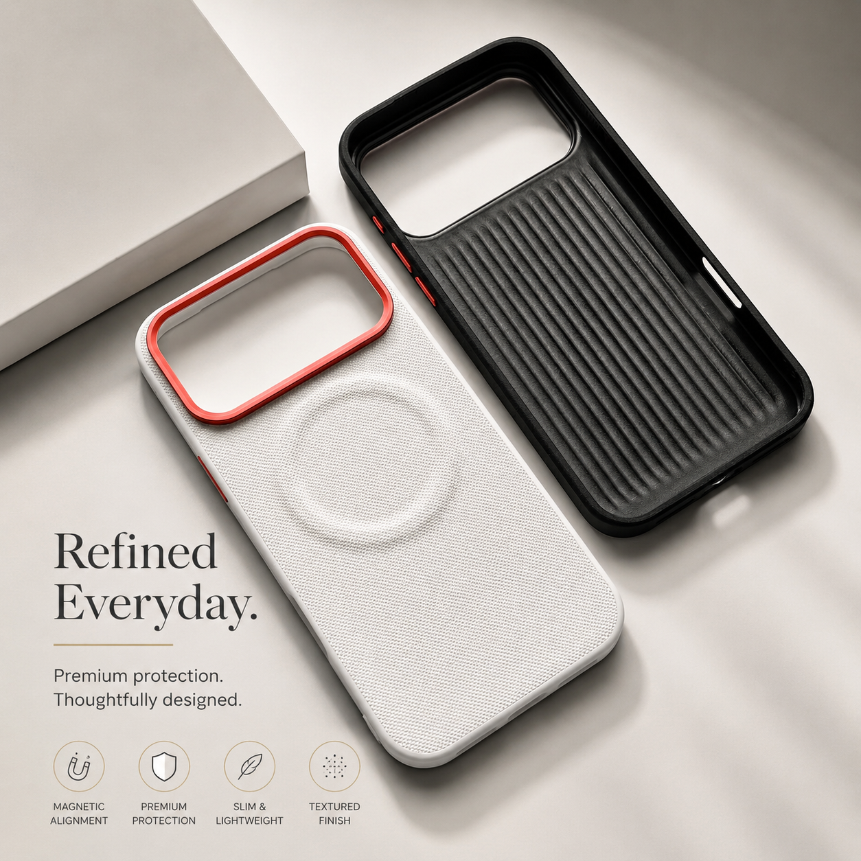 Premium iPhone Case MagSafe Compatible Leather Cover Shockproof PC TPU Hybrid Diamond Texture Camera Protection Non Slip Slim Full Coverage Design