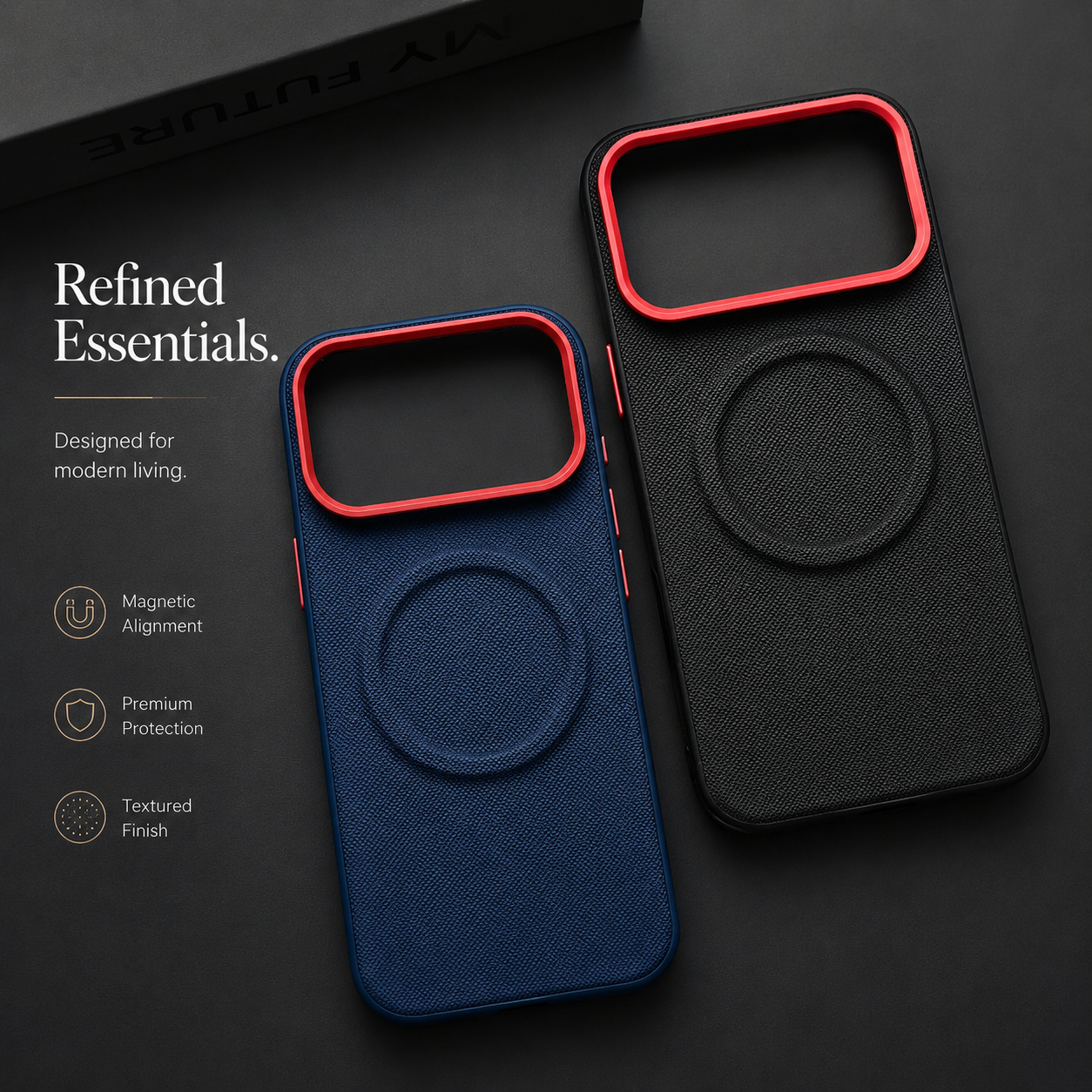 Premium iPhone Case MagSafe Compatible Leather Cover Shockproof PC TPU Hybrid Diamond Texture Camera Protection Non Slip Slim Full Coverage Design