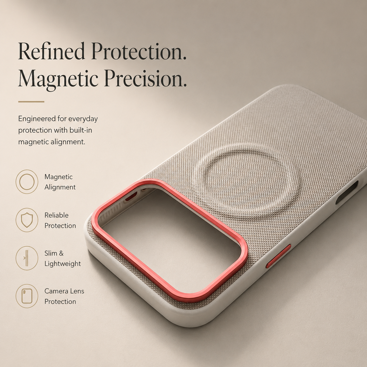 Premium iPhone Case MagSafe Compatible Leather Cover Shockproof PC TPU Hybrid Diamond Texture Camera Protection Non Slip Slim Full Coverage Design