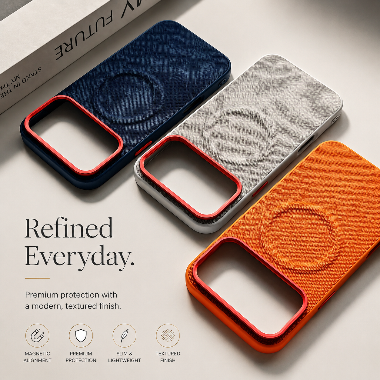 Premium iPhone Case MagSafe Compatible Leather Cover Shockproof PC TPU Hybrid Diamond Texture Camera Protection Non Slip Slim Full Coverage Design