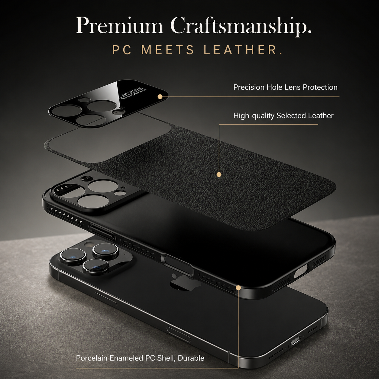 Premium iPhone Case MagSafe Compatible Leather Cover Side Vent Cooling Slim Half Wrapped Anti Fingerprint Non Slip Shockproof Protective Design
