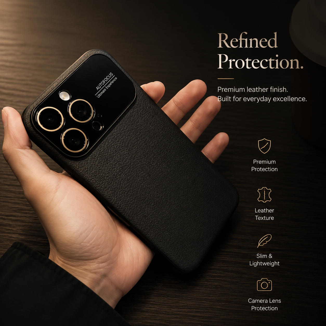 Premium iPhone Case MagSafe Compatible Leather Cover Side Vent Cooling Slim Half Wrapped Anti Fingerprint Non Slip Shockproof Protective Design