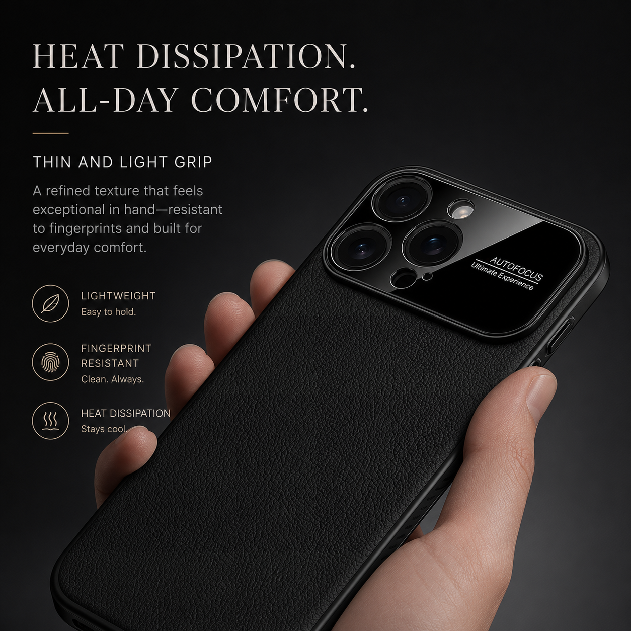 Premium iPhone Case MagSafe Compatible Leather Cover Side Vent Cooling Slim Half Wrapped Anti Fingerprint Non Slip Shockproof Protective Design