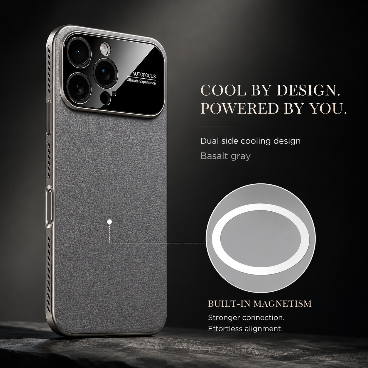 Premium iPhone Case MagSafe Compatible Leather Cover Side Vent Cooling Slim Half Wrapped Anti Fingerprint Non Slip Shockproof Protective Design