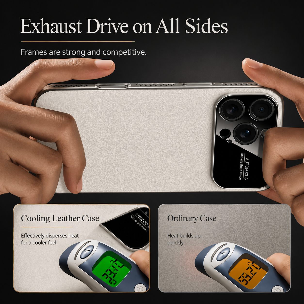 Premium iPhone Case MagSafe Compatible Leather Cover Side Vent Cooling Slim Half Wrapped Anti Fingerprint Non Slip Shockproof Protective Design