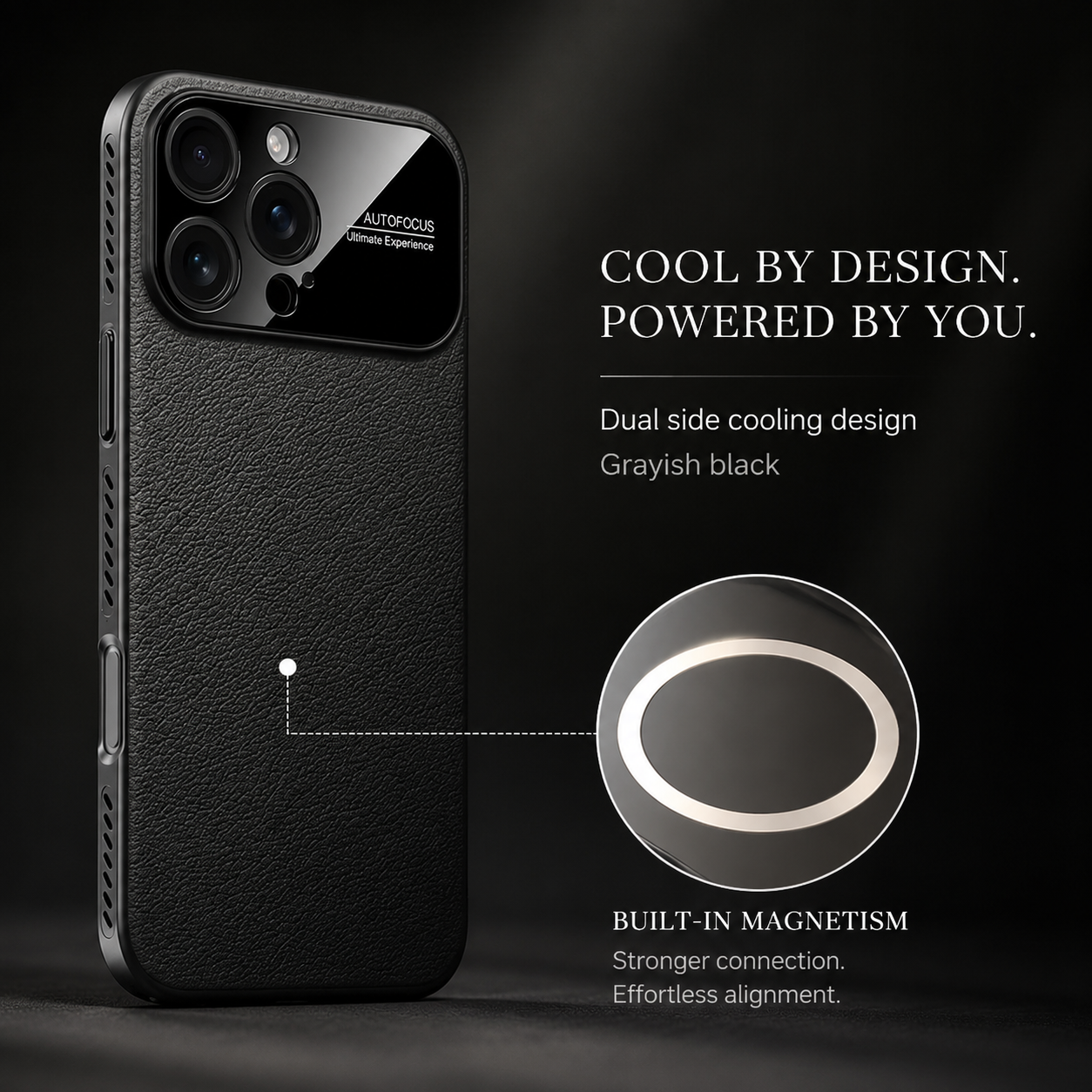 Premium iPhone Case MagSafe Compatible Leather Cover Side Vent Cooling Slim Half Wrapped Anti Fingerprint Non Slip Shockproof Protective Design