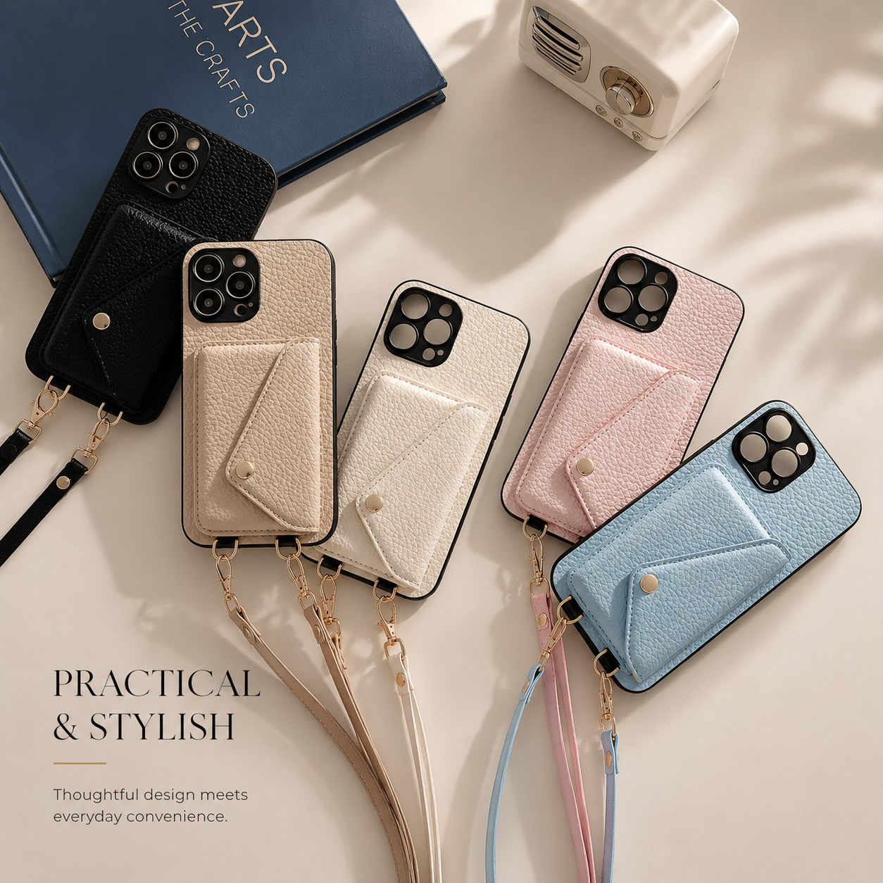 Premium iPhone Case MagSafe Compatible Leather Crossbody Wallet Cover Card Holder Strap Magnetic Shockproof Protective Camera Lens Guard Slim Design