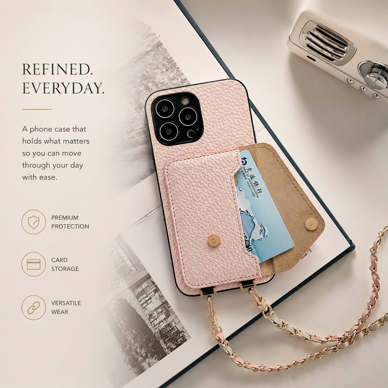 Premium iPhone Case MagSafe Compatible Leather Crossbody Wallet Cover Card Holder Strap Magnetic Shockproof Protective Camera Lens Guard Slim Design