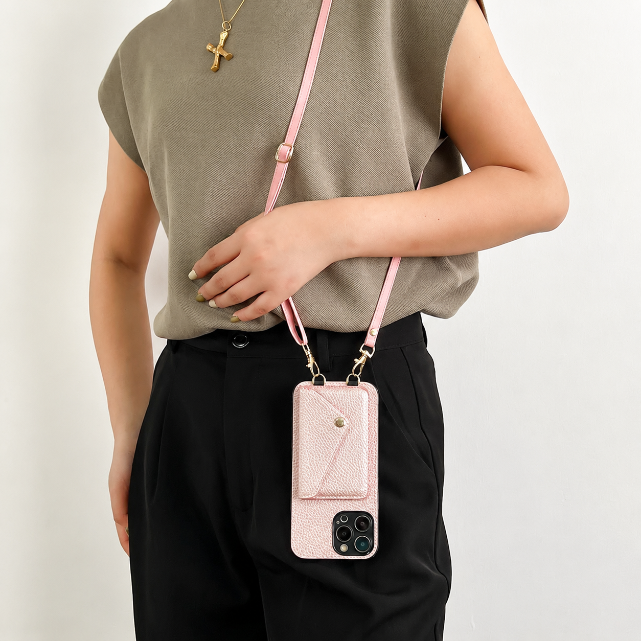 Premium iPhone Case MagSafe Compatible Leather Crossbody Wallet Cover Card Holder Strap Magnetic Shockproof Protective Camera Lens Guard Slim Design