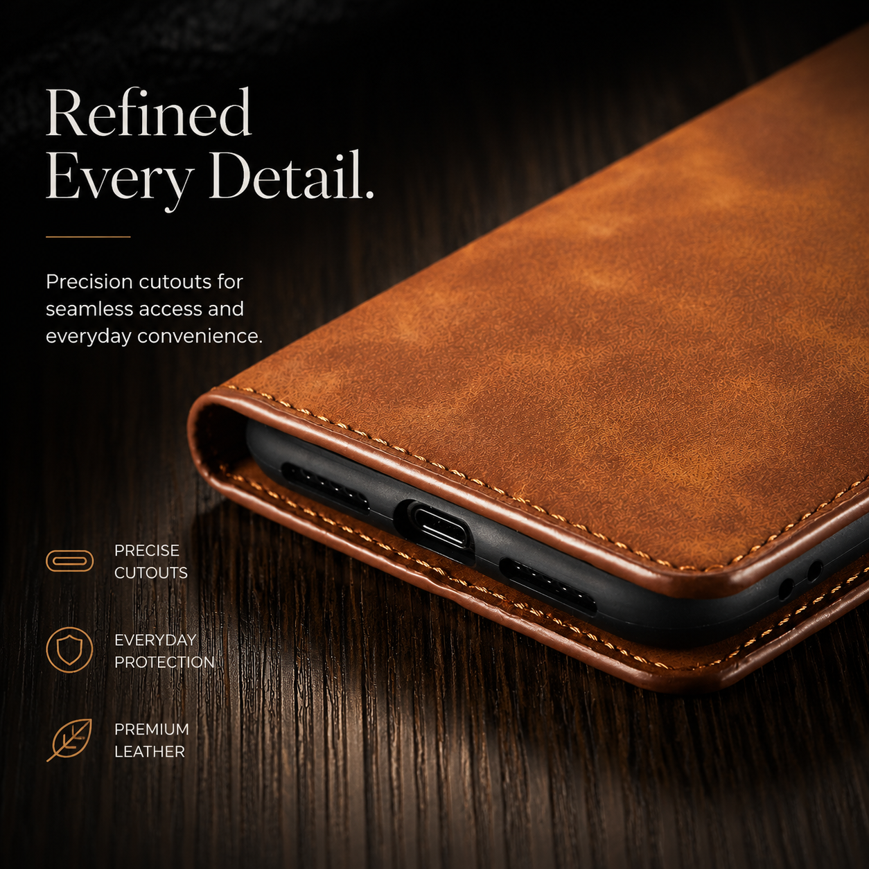 Premium iPhone Case MagSafe Compatible Leather Flip Wallet Cover Card Holder Magnetic Stand Shockproof Protective Camera Lens Guard Slim Design