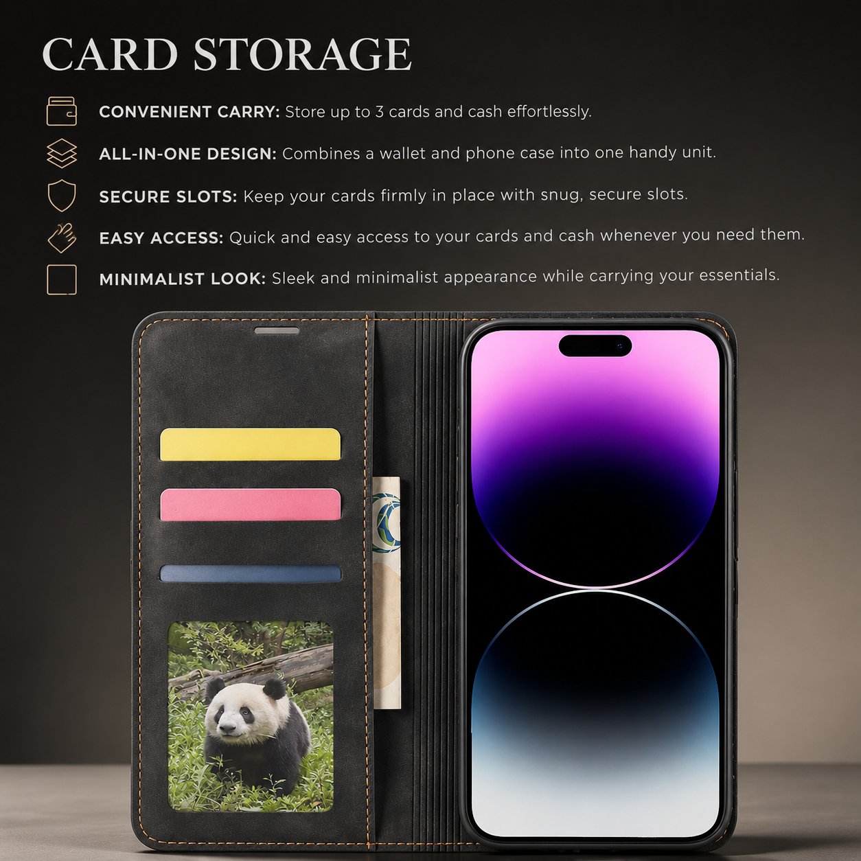 Premium iPhone Case MagSafe Compatible Leather Flip Wallet Cover Card Holder Magnetic Stand Shockproof Protective Camera Lens Guard Slim Design