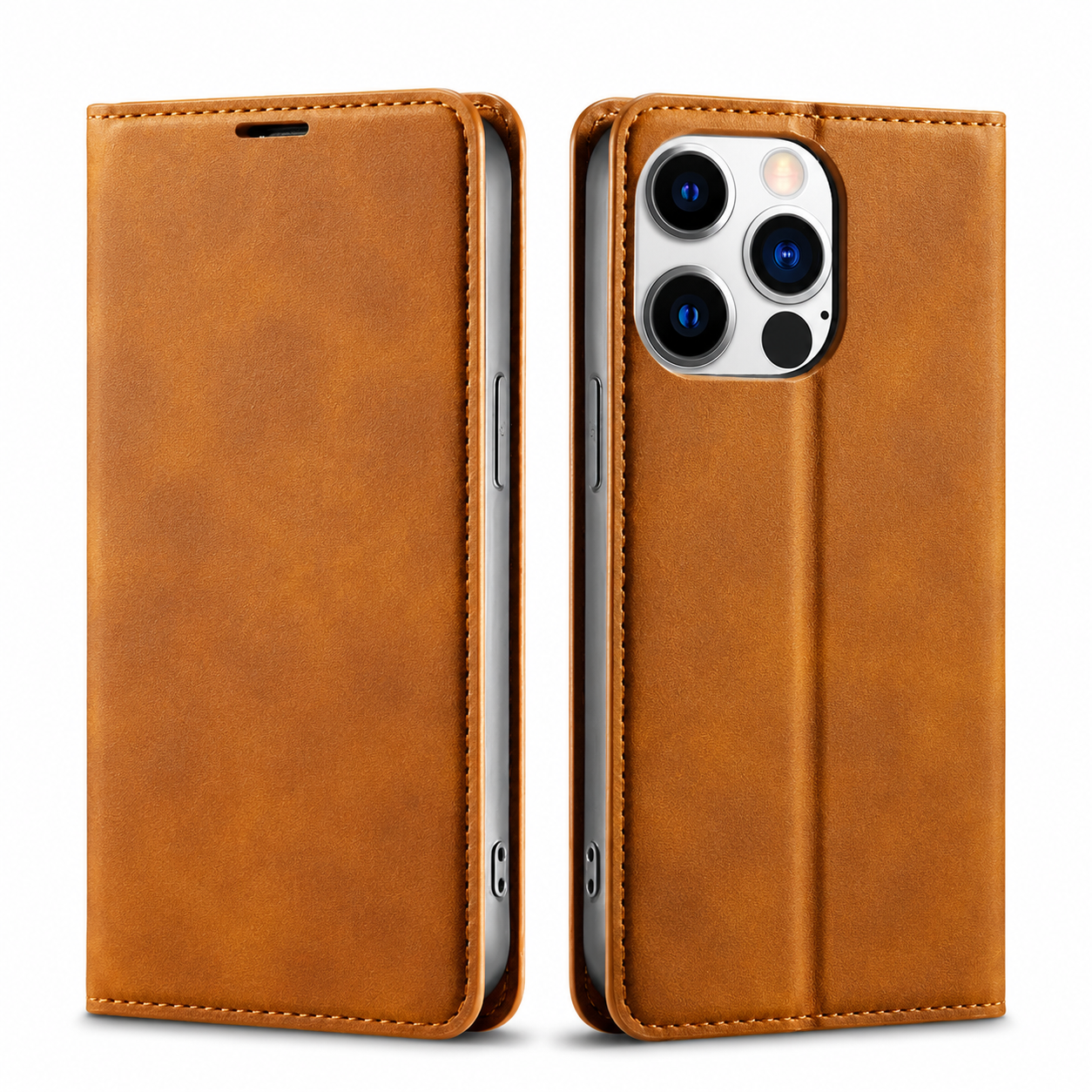Premium iPhone Case MagSafe Compatible Leather Flip Wallet Cover Card Holder Magnetic Stand Shockproof Protective Camera Lens Guard Slim Design