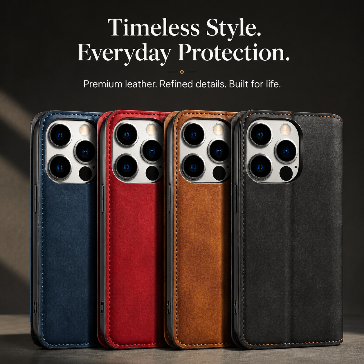 Premium iPhone Case MagSafe Compatible Leather Flip Wallet Cover Card Holder Magnetic Stand Shockproof Protective Camera Lens Guard Slim Design