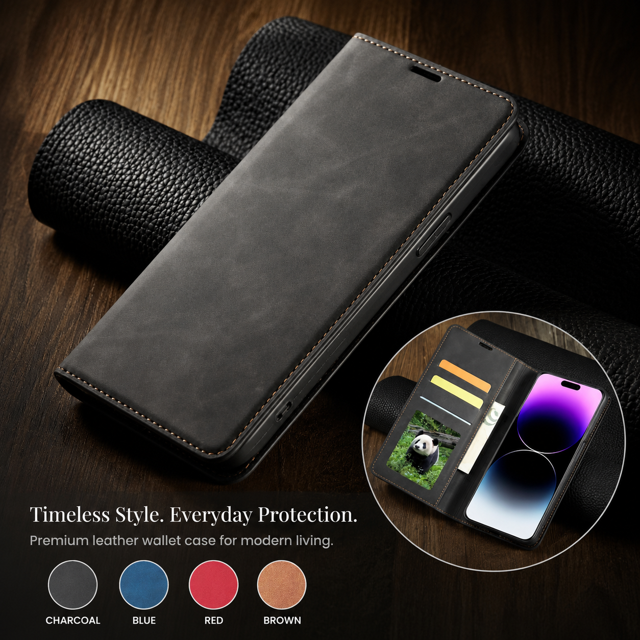 Premium iPhone Case MagSafe Compatible Leather Flip Wallet Cover Card Holder Magnetic Stand Shockproof Protective Camera Lens Guard Slim Design