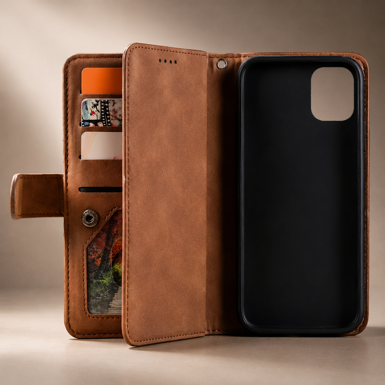 Premium iPhone Case MagSafe Compatible Leather Flip Wallet Cover Zipper Card Holder Strap Stand Magnetic Shockproof Camera Lens Protection Slim Design