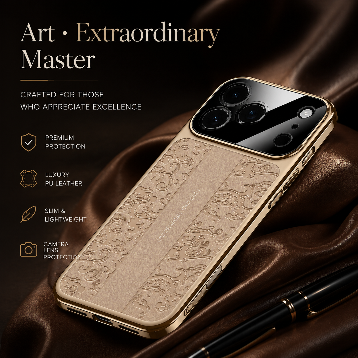 Premium iPhone Case MagSafe Compatible Leather TPU Cover Electroplated Frame Dual Layer Shockproof Anti Fingerprint Non Slip Slim Protective Design
