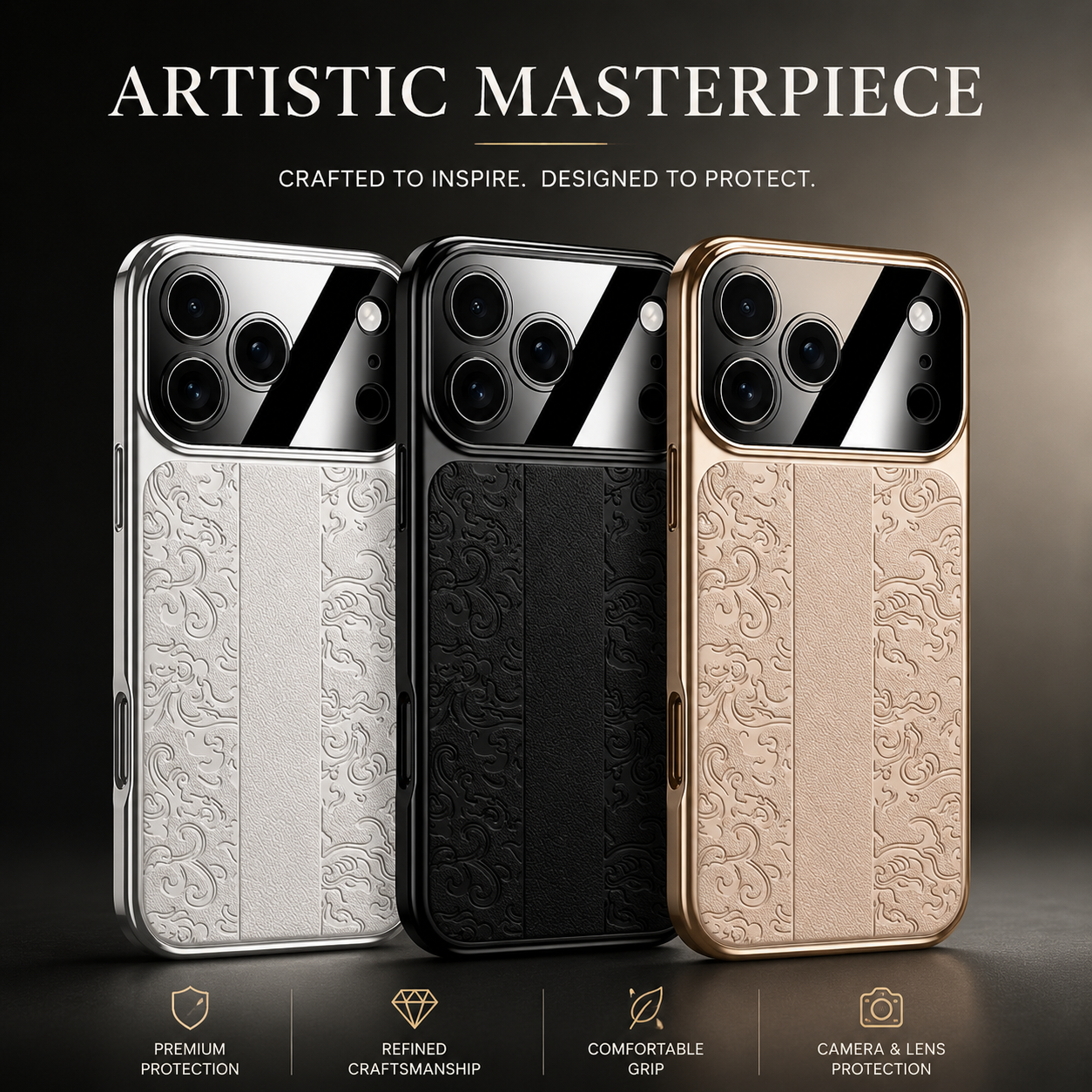 Premium iPhone Case MagSafe Compatible Leather TPU Cover Electroplated Frame Dual Layer Shockproof Anti Fingerprint Non Slip Slim Protective Design
