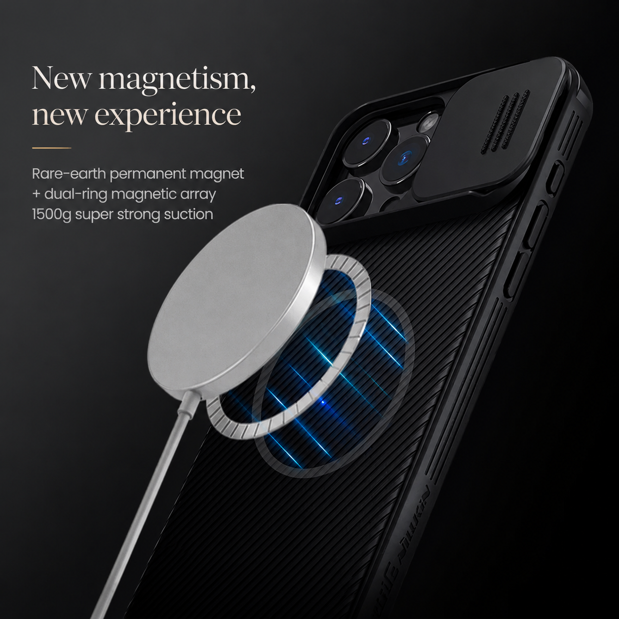Premium iPhone Case MagSafe Compatible Leather Texture Sliding Camera Cover Magnetic Cover Shockproof Protective Lens Guard Slim Design