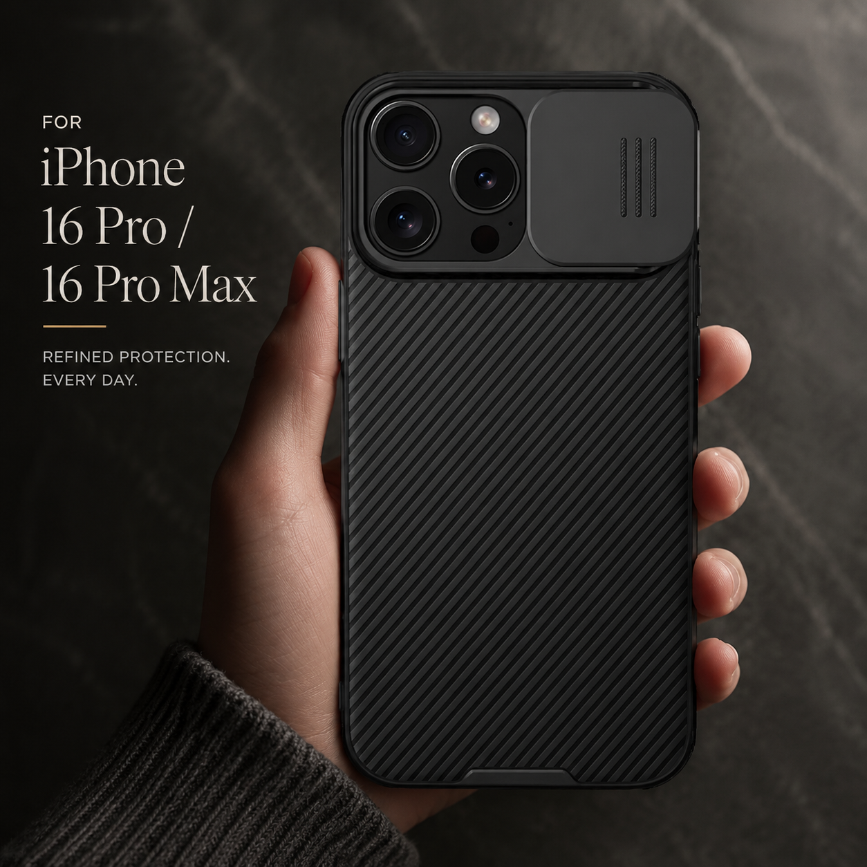 Premium iPhone Case MagSafe Compatible Leather Texture Sliding Camera Cover Magnetic Cover Shockproof Protective Lens Guard Slim Design