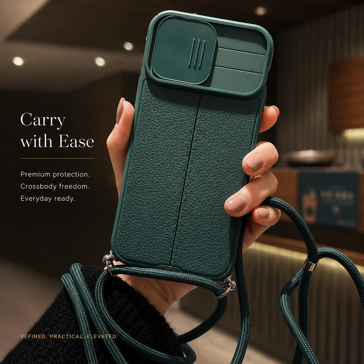 Premium iPhone Case MagSafe Compatible Leather Texture Sliding Camera Cover Magnetic Cover Shockproof Protective Lens Guard Slim Design