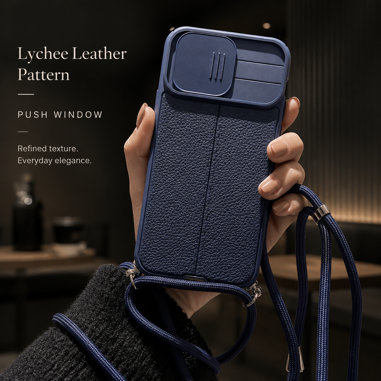 Premium iPhone Case MagSafe Compatible Leather Texture Sliding Camera Cover Magnetic Cover Shockproof Protective Lens Guard Slim Design