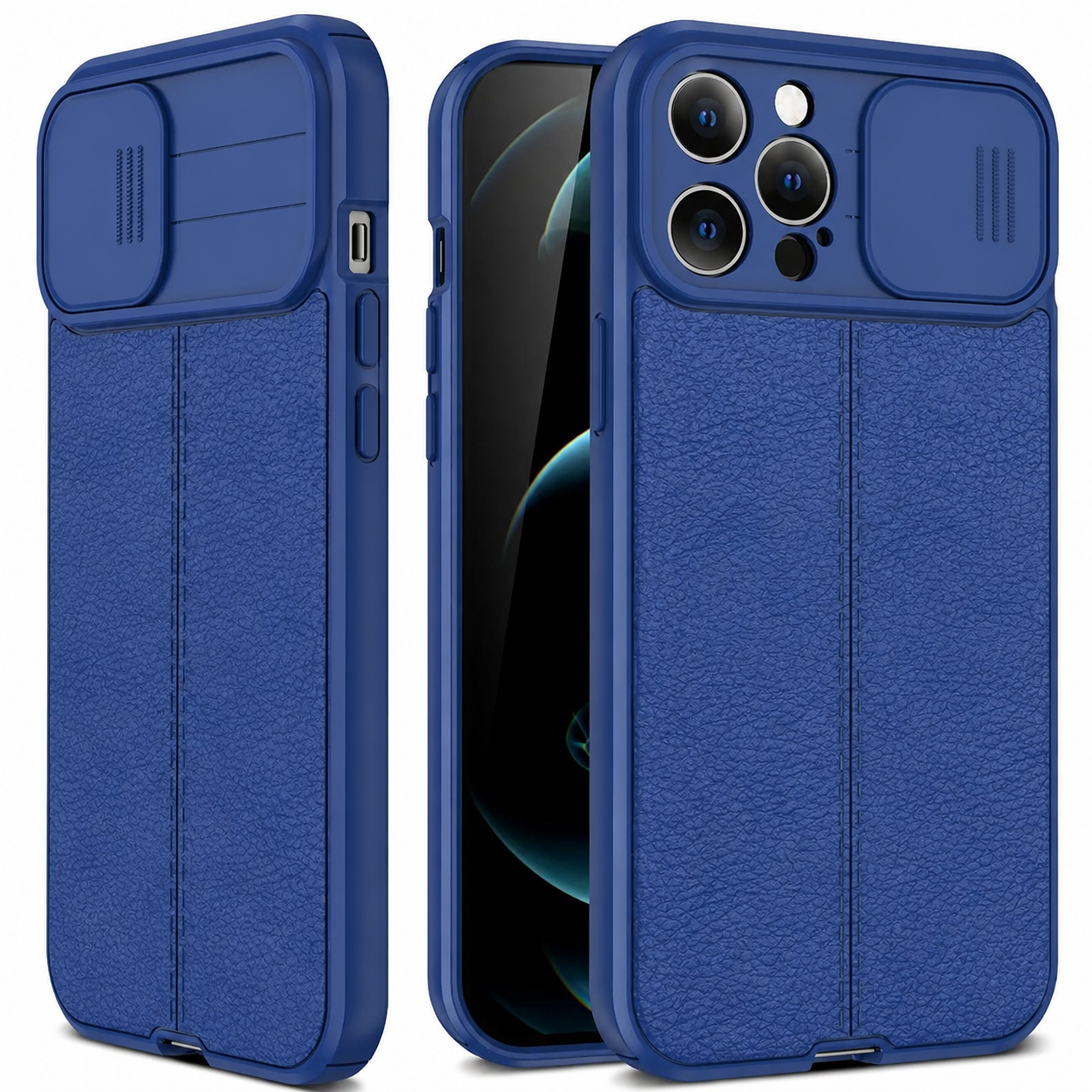 Premium iPhone Case MagSafe Compatible Leather Texture Sliding Camera Cover Magnetic Cover Shockproof Protective Lens Guard Slim Design
