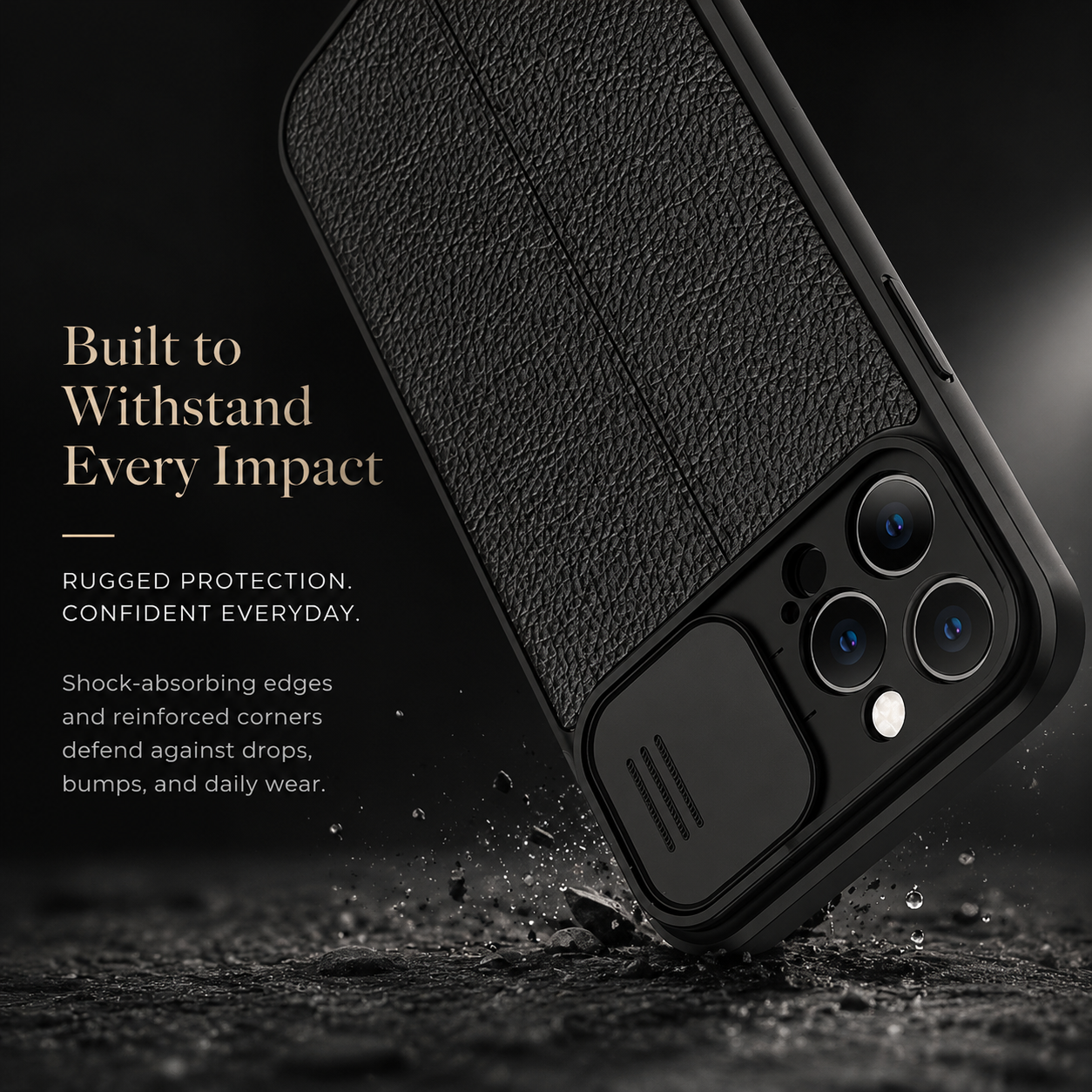 Premium iPhone Case MagSafe Compatible Leather Texture Sliding Camera Cover Magnetic Cover Shockproof Protective Lens Guard Slim Design