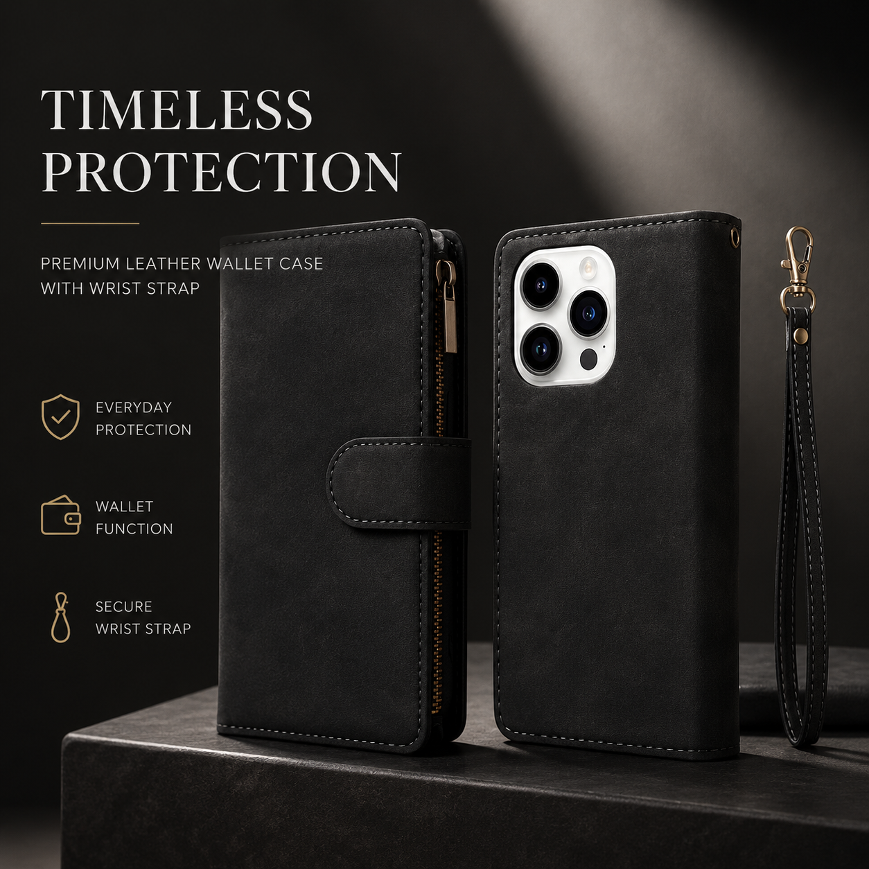 Premium iPhone Case MagSafe Compatible Leather Wallet Cover Card Holder Magnetic Closure Shockproof Protective Camera Lens Guard Slim Design