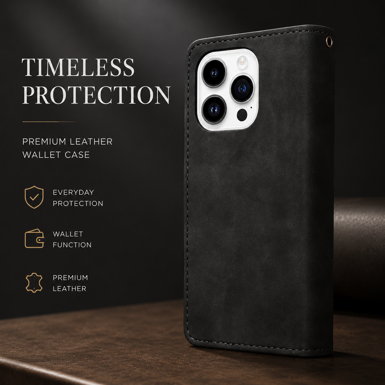 Premium iPhone Case MagSafe Compatible Leather Wallet Cover Card Holder Magnetic Closure Shockproof Protective Camera Lens Guard Slim Design