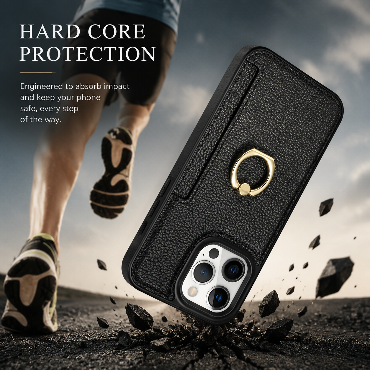Premium iPhone Case MagSafe Compatible Leather Wallet Cover Card Holder Ring Stand Magnetic Shockproof Protective Camera Lens Protection Slim Design
