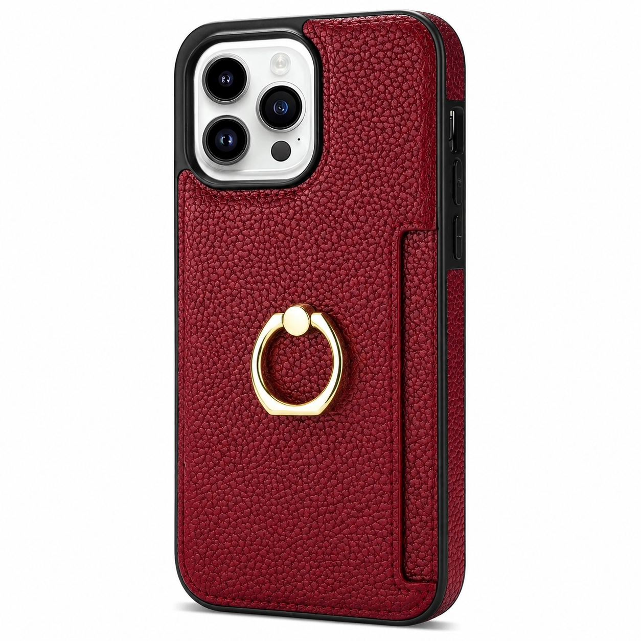 Premium iPhone Case MagSafe Compatible Leather Wallet Cover Card Holder Ring Stand Magnetic Shockproof Protective Camera Lens Protection Slim Design