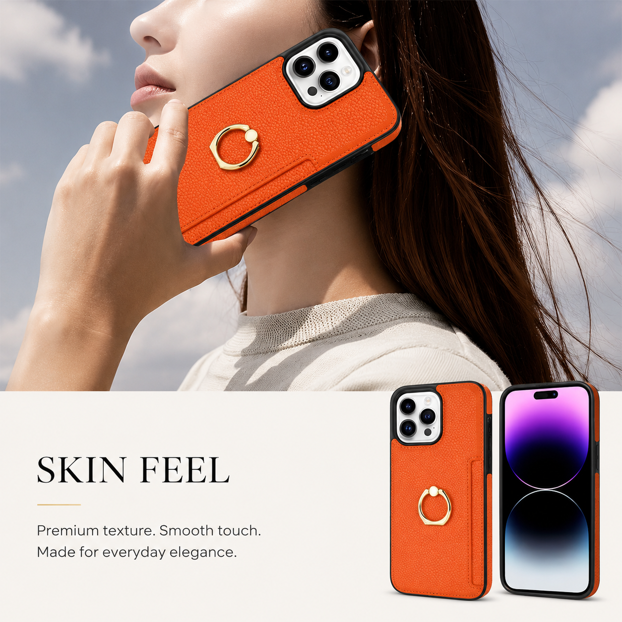 Premium iPhone Case MagSafe Compatible Leather Wallet Cover Card Holder Ring Stand Magnetic Shockproof Protective Camera Lens Protection Slim Design