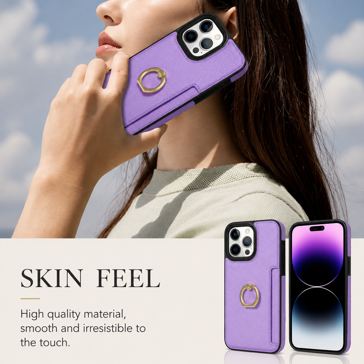 Premium iPhone Case MagSafe Compatible Leather Wallet Cover Card Holder Ring Stand Magnetic Shockproof Protective Camera Lens Protection Slim Design