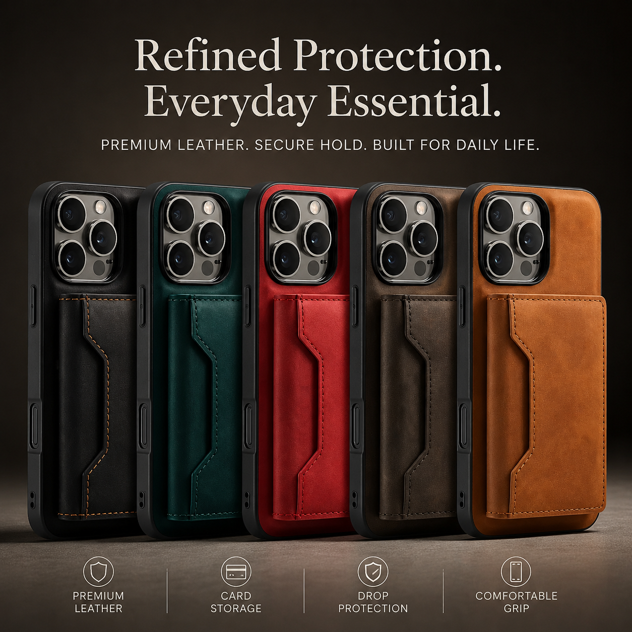 Premium iPhone Case MagSafe Compatible Leather Wallet Cover Magnetic Card Holder Shockproof Protective Camera Lens Guard Slim Design