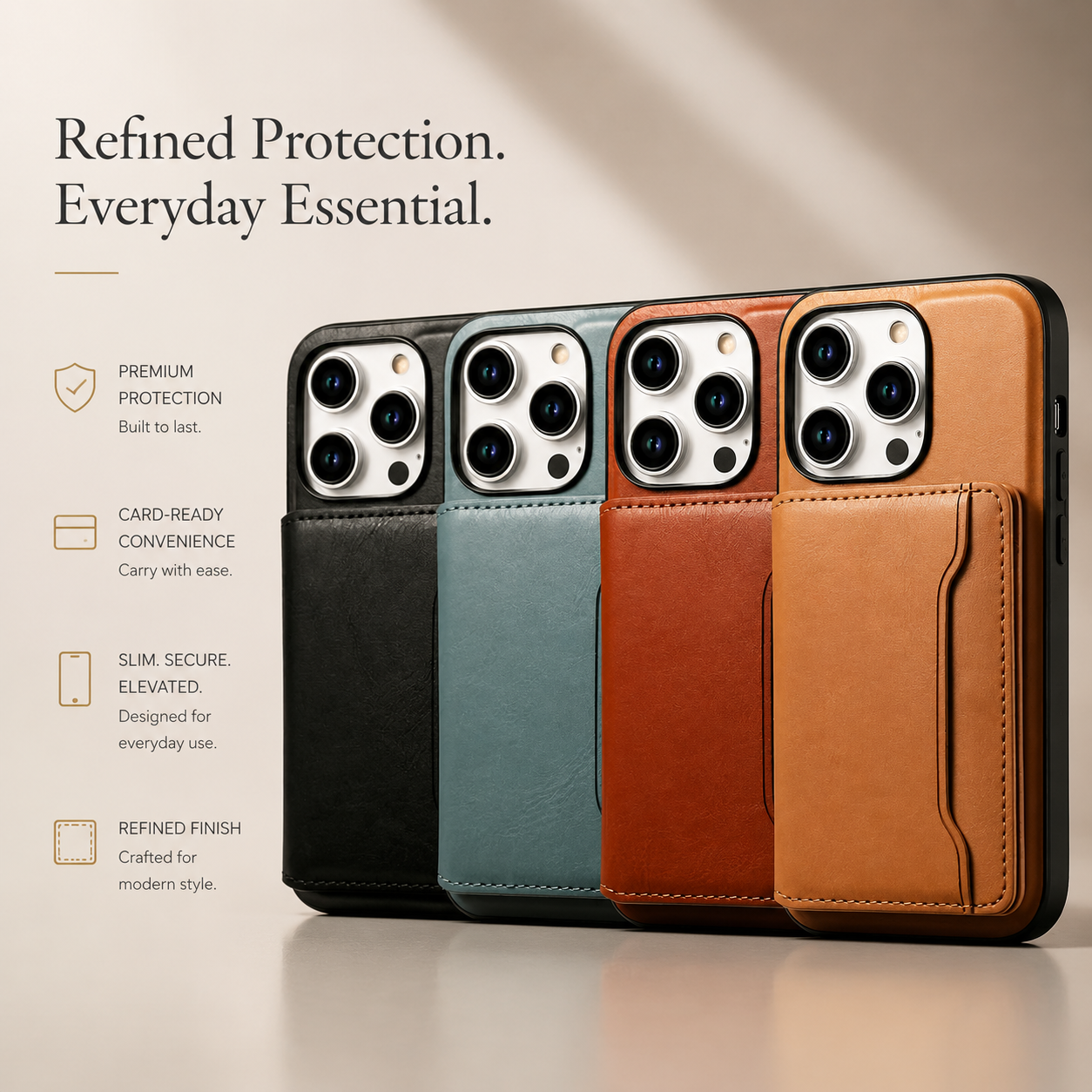 Premium iPhone Case MagSafe Compatible Leather Wallet Cover Magnetic Card Holder Shockproof Protective Camera Lens Guard Slim Design